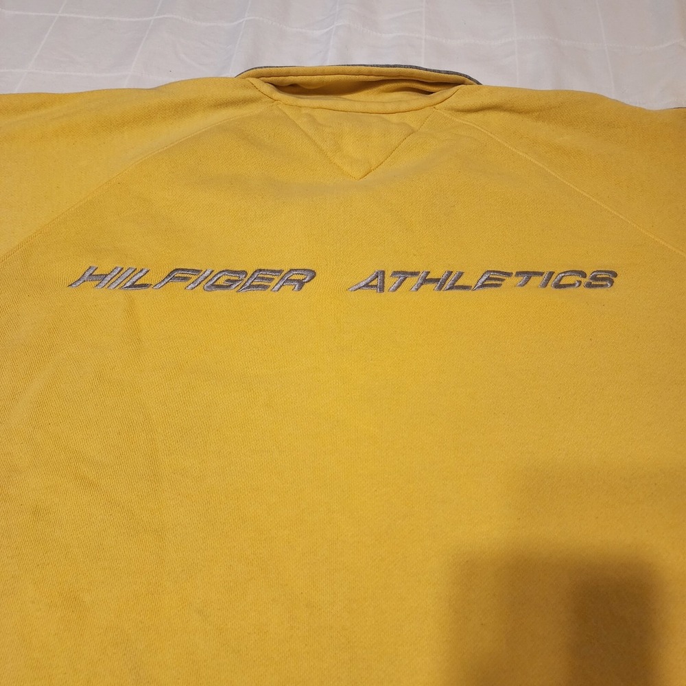 Tommy Hilfiger Athletics Yellow Sweatshirt Pullover Extra Large XL Mens Sport - Picture 10 of 10
